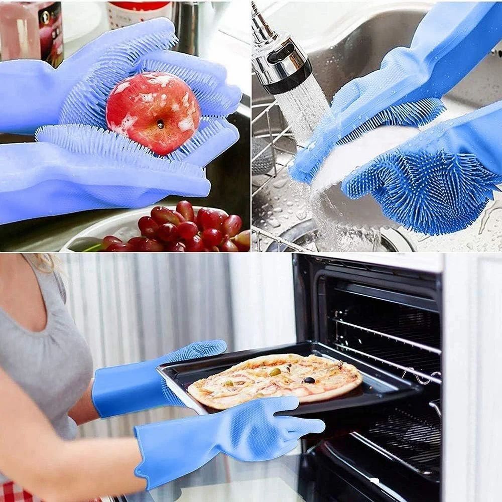 Gloves Magic Silicone Dish Washing Gloves, Silicon Cleaning Gloves, Silicon Hand Gloves