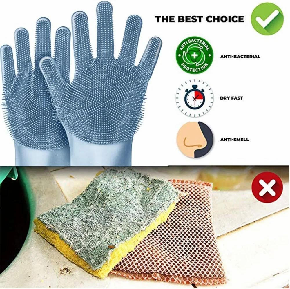 Gloves Magic Silicone Dish Washing Gloves, Silicon Cleaning Gloves, Silicon Hand Gloves
