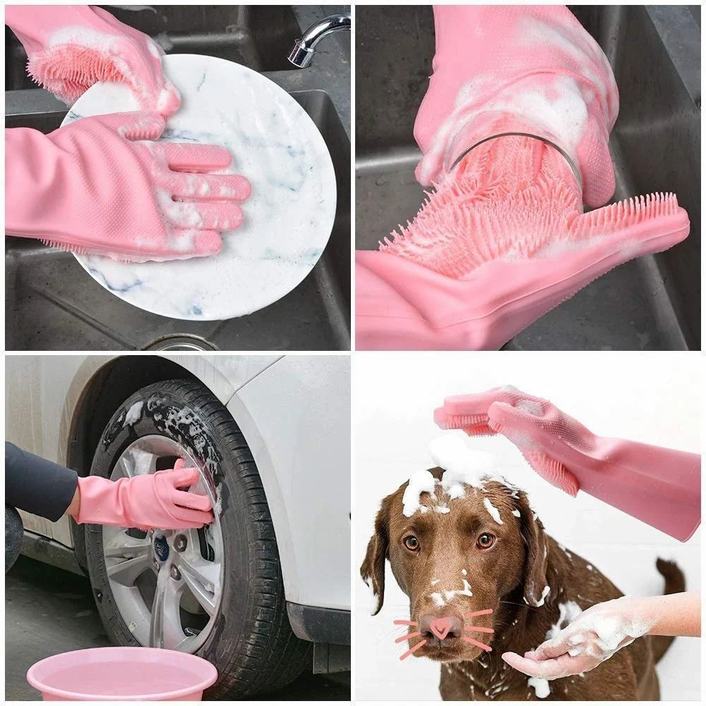 Gloves Magic Silicone Dish Washing Gloves, Silicon Cleaning Gloves, Silicon Hand Gloves