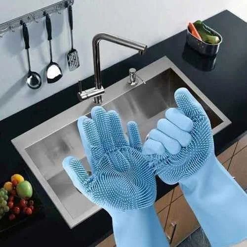 Gloves Magic Silicone Dish Washing Gloves, Silicon Cleaning Gloves, Silicon Hand Gloves